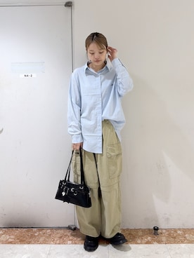 「ストライプシャツ」｜ももかさん（レディース・167cm）の秋コーディネート