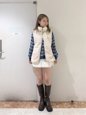 「ボーダーニット」｜ももかさん（レディース・167cm）の秋コーディネート