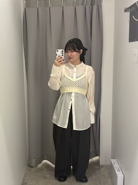 「KBF（ケイビーエフ）のプランプトゥサボミュール（サンダル）」を使った、亜衣さん（レディース・153cm）の春コーディネート