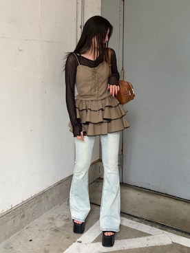 「EMODA（エモダ）のアイテム（バッグ）」を使った、小林涼風さん（レディース・157cm）の春コーディネート