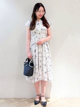 「index（インデックス）のシアーフラワーワンピース【洗濯機洗い可】（One piece dress、ベージュ系）」を使った、sayaさん（レディース・163cm）の夏コーディネート