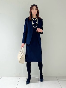 「アイテム（スーツジャケット、ブルー系）」を使った、shioriさん（レディース・169cm）の冬コーディネート