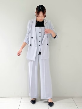 「アイテム（スーツジャケット、グレー系）」を使った、shioriさん（レディース・169cm）の春コーディネート