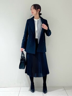 「アイテム（トレンチコート、ブルー系）」を使った、shioriさん（レディース・169cm）の冬コーディネート