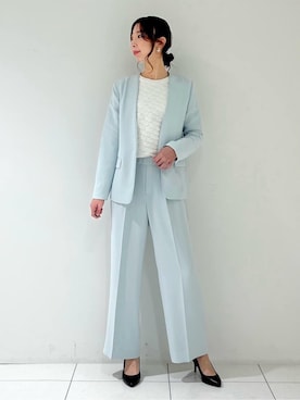 「アイテム（スーツジャケット、グリーン系）」を使った、shioriさん（レディース・169cm）の冬コーディネート