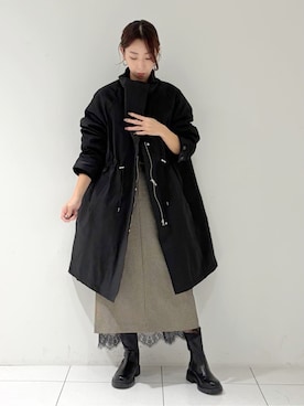 「アイテム（モッズコート、ブラック系）」を使った、shioriさん（レディース・169cm）の秋コーディネート