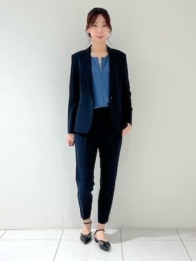 「アイテム（スーツジャケット、ブルー系）」を使った、shioriさん（レディース・169cm）の春コーディネート