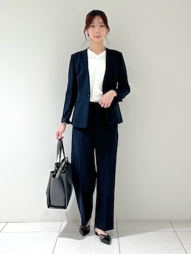 「アイテム（スーツジャケット、ブルー系）」を使った、shioriさん（レディース・169cm）の春コーディネート