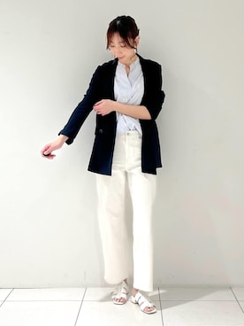 「アイテム（スーツジャケット、ブルー系）」を使った、shioriさん（レディース・169cm）の春コーディネート