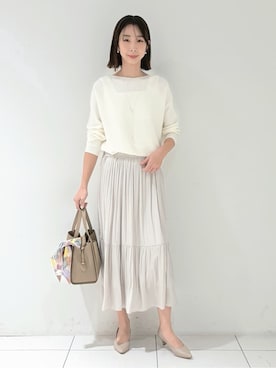 「アイテム（バンダナ/スカーフ、パープル系）」を使った、shioriさん（レディース・169cm）の春コーディネート