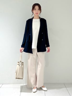 「アイテム（スーツジャケット、ブルー系）」を使った、shioriさん（レディース・169cm）の冬コーディネート