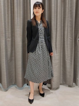 「アイテム（ノーカラージャケット、ブラック系）」を使った、YuKaRiさん（レディース・158cm）の夏コーディネート