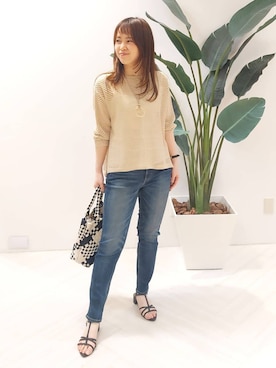 「Healthy denim（ヘルシーデニム）のアイテム（デニムパンツ）」を使った、YuKaRiさん（レディース・158cm）の春コーディネート