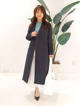 「アイテム（トレンチコート、ブルー系）」を使った、YuKaRiさん（レディース・158cm）の冬コーディネート