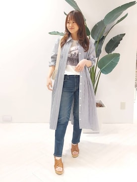 「Healthy denim（ヘルシーデニム）のアイテム（デニムパンツ）」を使った、YuKaRiさん（レディース・158cm）の春コーディネート