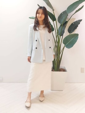 「アイテム（スーツジャケット、グリーン系）」を使った、YuKaRiさん（レディース・158cm）の冬コーディネート