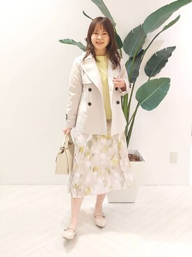 「アイテム（トレンチコート、グレー系）」を使った、YuKaRiさん（レディース・158cm）の春コーディネート