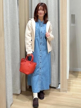 「Lee（リー）のアイテム（ワンピース）」を使った、Fumikaさん（レディース・158cm）の春コーディネート