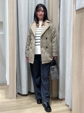 「アイテム（ピーコート、ブラウン系）」を使った、Fumikaさん（レディース・158cm）の冬コーディネート