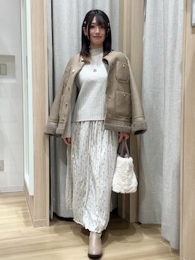 「アイテム（ノーカラーコート）」を使った、Fumikaさん（レディース・158cm・30代）の冬コーディネート