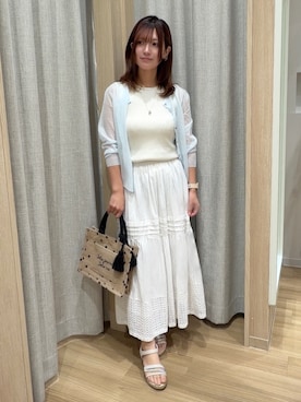 「grove（グローブ）のリブラメニットタンク（タンクトップ、ホワイト系）」を使った、Fumikaさん（レディース・158cm）の春コーディネート
