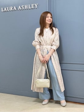 「LAURA ASHLEY（ローラアシュレイ）の【洗える／同柄アイテムあり】ハービー フィールド柄ワンピース（ワンピース、オレンジ系）」を使った、miさん（レディース・154cm）の春コーディネート