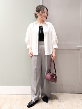「grove（グローブ）のレースボリュームスリーブシャツ（シャツ/ブラウス、ホワイト系）」を使った、kuwawaさん（レディース・159cm）の夏コーディネート