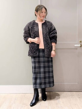 「アイテム（モッズコート、ブラック系）」を使った、kuwawaさん（レディース・159cm）の秋コーディネート