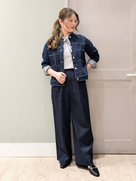 「grove（グローブ）の着心地軽やか、動きやすいストレッチデニムジャケット（デニムジャケット、ブルー系）」を使った、kuwawaさん（レディース・159cm）の春コーディネート