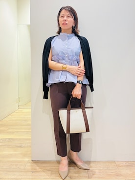 「tk.TAKEO KIKUCHI（ティーケータケオキクチ）のアイテム（トップス）」を使った、YUKOさん（レディース・155cm）の春コーディネート
