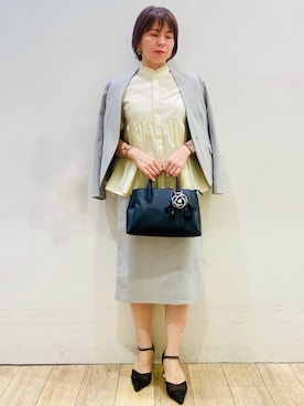 「アイテム（ノーカラージャケット）」を使った、YUKOさん（レディース・155cm）の春コーディネート