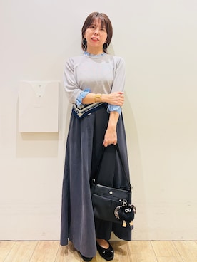 「アイテム（チャーム、ブラック系）」を使った、YUKOさん（レディース・155cm）の秋コーディネート