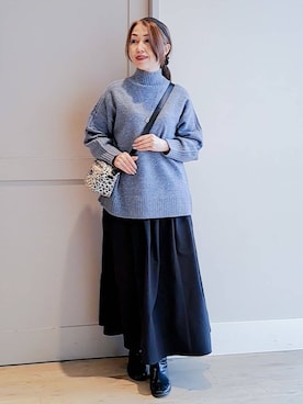 「Lee（リー）のアイテム（ショルダーバッグ）」を使った、Ellyさん（レディース・156cm）の冬コーディネート