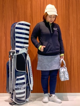 「アイテム（レギンス/スパッツ、ブルー系）」を使った、asamiさん（レディース・150cm）の冬コーディネート