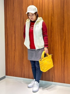 「アイテム（レギンス/スパッツ、ブルー系）」を使った、asamiさん（レディース・150cm）の秋コーディネート