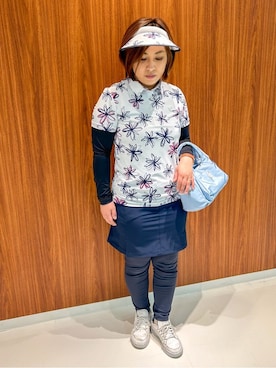 「アイテム（レギンス/スパッツ、ブルー系）」を使った、asamiさん（レディース・150cm）の春コーディネート