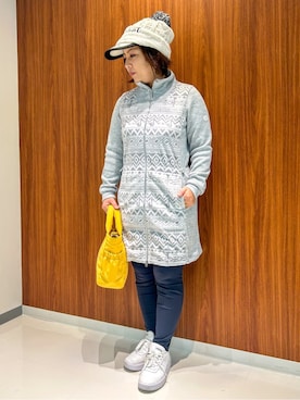 「アイテム（レギンス/スパッツ、ブルー系）」を使った、asamiさん（レディース・150cm）の冬コーディネート