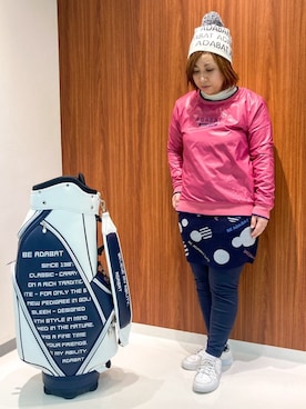 「アイテム（レギンス/スパッツ、ブルー系）」を使った、asamiさん（レディース・150cm）の冬コーディネート