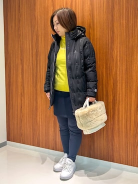 「アイテム（レギンス/スパッツ、ブルー系）」を使った、asamiさん（レディース・150cm）の冬コーディネート