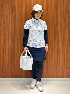 「アイテム（レギンス/スパッツ、ブルー系）」を使った、asamiさん（レディース・150cm）の春コーディネート