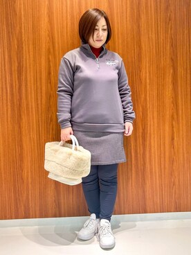 「アイテム（レギンス/スパッツ、ブルー系）」を使った、asamiさん（レディース・150cm）の冬コーディネート