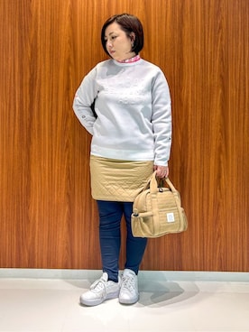 「アイテム（レギンス/スパッツ、ブルー系）」を使った、asamiさん（レディース・150cm）の冬コーディネート