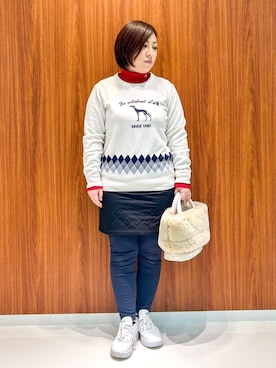 「アイテム（レギンス/スパッツ、ブルー系）」を使った、asamiさん（レディース・150cm）の冬コーディネート