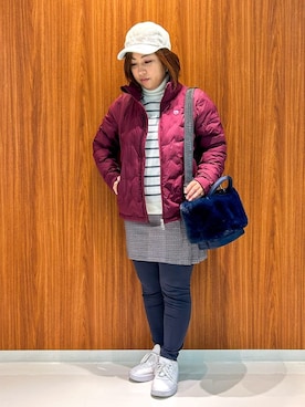 「アイテム（レギンス/スパッツ、ブルー系）」を使った、asamiさん（レディース・150cm）の秋コーディネート