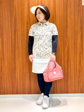 「アイテム（サンバイザー）」を使った、asamiさん（レディース・150cm）の春コーディネート