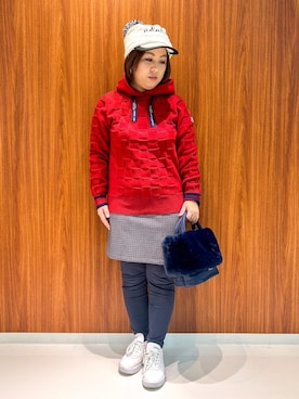 「アイテム（レギンス/スパッツ、ブルー系）」を使った、asamiさん（レディース・150cm）の冬コーディネート