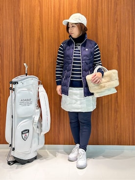 「アイテム（レギンス/スパッツ、ブルー系）」を使った、asamiさん（レディース・150cm）の秋コーディネート