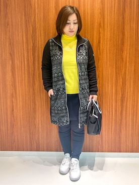 「アイテム（レギンス/スパッツ、ブルー系）」を使った、asamiさん（レディース・150cm）の冬コーディネート