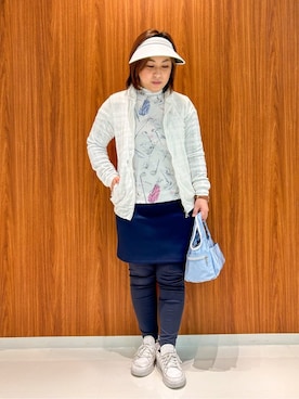 「アイテム（レギンス/スパッツ、ブルー系）」を使った、asamiさん（レディース・150cm）の春コーディネート