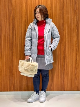 「アイテム（レギンス/スパッツ、ブルー系）」を使った、asamiさん（レディース・150cm）の冬コーディネート